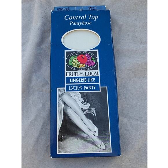 Fruit of The Loom Control Top Pantyhose Sz C Lingerie Ivory vintage NIB feet NOS - Picture 1 of 4